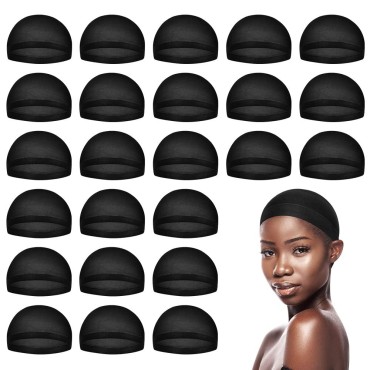 MYKURS Black Wig Caps for Women, Nylon Hair Caps for Wig, 24 Pieces