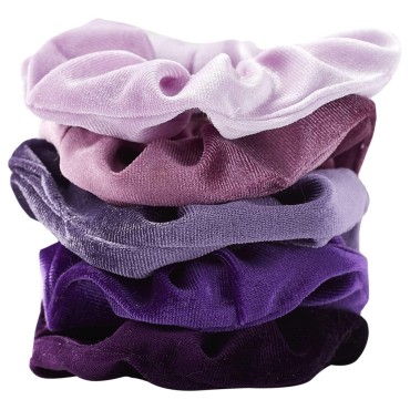 Hadley Wren Women's Scrunchie Collection, 5 Piece Set, Velvet Purples, One Size