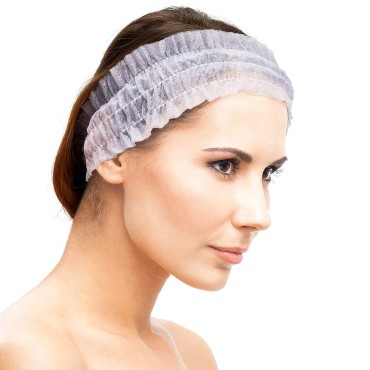 Okuna Outpost Single Use Spa Headbands for Women, Disposable Wraps (White, 120 Pack)