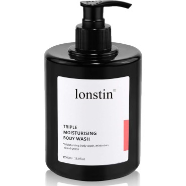 lonstin Body Wash with Pump Moisturizing Body Wash for Dry Skin Natural Nourishers for Instantly Soft Skin and Lasting Nourishment Deep Moisture Cleanser Effectively Washes away Bacteria, 16.9 Fl Oz