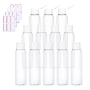 Trendbox 120ml/4oz Clear Plastic Empty Bottles with Flip Cap BPA-Free Travel Containers for Shampoo, Lotions, Liquid Body Soap and Massage Oils - 12 Pack
