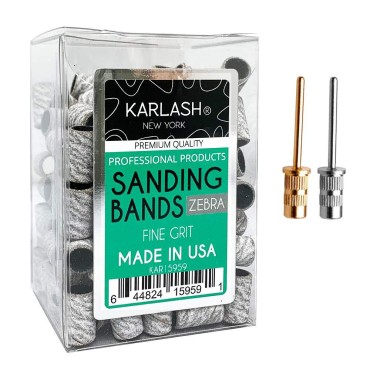 Karlash Professional Nail Sanding Bands Zebra Fine Grit File + Free 2 Mandrel (1 Pack)