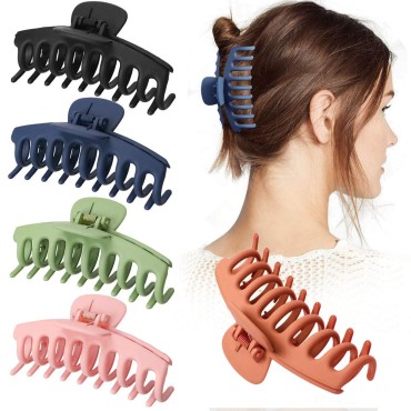5 Pcs Big Hair Claw Clips - 4 Inch Large Nonslip Hair Claw Clips Jaw for Women/Girls, Strong Hold for Thick Heavy Hair Fashion Styling Accessories