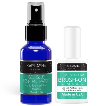 Karlash Professional Dip System Brush On Glue Gel 0.5 oz & Resin Gel Glue Activator 1 oz.