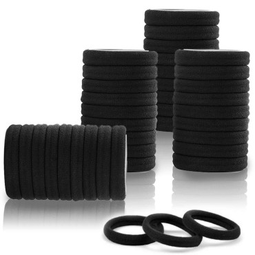 100PCS Black Hair Ties for Women, No Crease No Dam...