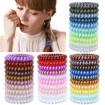 40 PCS Spiral Hair Ties No Crease Hair Ties Phone ...