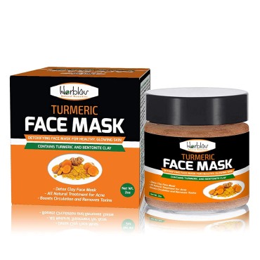 Turmeric Face Mask - Skin Brightening Mask with Turmeric and Bentonite Clay - All-Natural Face Mask for Acne Treatment - Boosts Circulation and Removes Toxins - Detox Clay Face Mask Made in USA