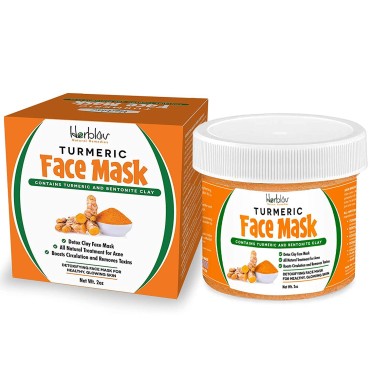 Turmeric Face Mask - Skin Brightening Mask with Turmeric and Bentonite Clay - All-Natural Face Mask for Acne Treatment - Boosts Circulation and Removes Toxins - Detox Clay Face Mask Made in USA