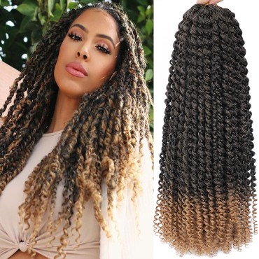 Passion Twist Hair 18 Inch 8 Packs Passion Twist Crochet Hair For Black Women Curly Braiding Hair For Butterfly Locs Long Bohemian Synthetic Hair Extension (18 Inch (Pack of 8), T27)
