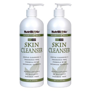 NutriBiotic - Sensitive Skin Non-Soap Skin Cleanser, 16 Oz Twin Pack with GSE (Citricidal) | pH Balanced, Hypoallergenic & Biodegradable | Free of Parabens, Sulfates, Dyes, Colorings & Fragrance