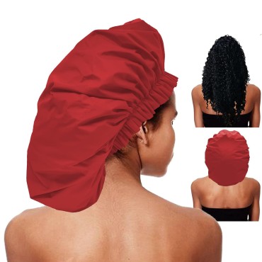 ELEBOX Premium Collection Super Jumbo Shower Cap Red