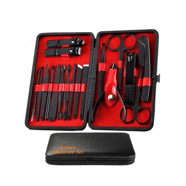 Manicure Set Men, Manicure Set Professional 18 Pcs Mens Grooming Kits Aceoce Stainless Steel Nail Care Tools with Luxurious Travel Case Pedicure Kit Gifts