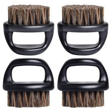 Akamino 4 Pack Beard Brush for Men - Men's Beard Brush With Round Plastic Handle and Soft Boar Bristles For Beard Oil Styling & Grooming