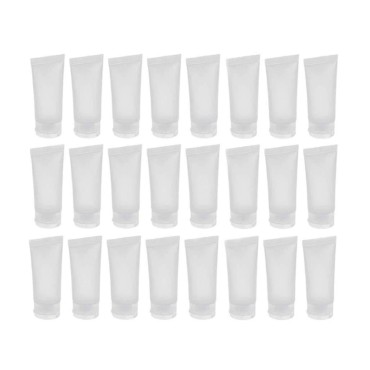 24PCS 30ml/1oz Empty Portable Refillable Clear Plastic Cosmetic Soft Tubes Bottles with Flip Cover Makeup Sample Travel Packing Container Holder Vial Jar Pot for Shampoo Facial Cleaning Toothpaste