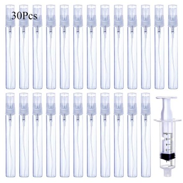 30Pcs 3ml 5ml 10ml Portable Refillable Clear Glass Empty Sprayer Perfume Bottles Cosmetic Atomizers Spray Bottle Container for Travel Party Must Makeup Tool (30Pcs 10ml Clear Glass Perfume Bottles)