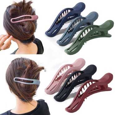 6PCS Hair Claws Clips No Slip Strong Hair Clips Teeth Curve Durable Alligator Duck Bill Jaw Clips Hair Styling Accessories (01)