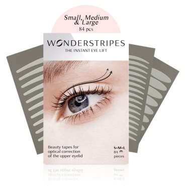 Wonderstripes Eye Lid Tape (Trial Pack) | Eyelid Lifting Strips for Hooded Eyes | Invisible Silicone Tape for Droopy Eyes | Multiple Sizes for All Eye Shapes | Makeup Compliant, Easy To Apply