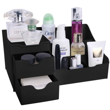 Mantello Bathroom Organizer Countertop- Make Up Organizers and Storage-, Makeup Organizer for Vanity- Black
