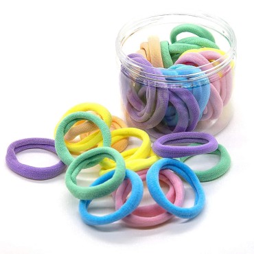 48PCS Seamless Hair Ties Macaron Rainbow Colorful ...