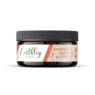 Earthley Wellness, Whipped Body Butter, Assorted Smells, Skin Hydration, Rich, Creamy, Nourishing Plant Based Oils (8oz, Pumpkin Spice)
