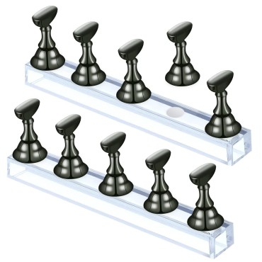 BAGTeck Nail Stand Acrylic Nail Art Display Stand 2 Sets Magnetic Nail Tips Practice Holder Stand DIY Display Stands for False Nail Tip Manicure Tool (Bright black)