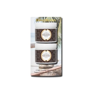LaLicious Sugar Coconut Travel Besties Set - 2-Piece Gift Set Includes Travel-Size Whipped Sugar Scrub & Hydrating Body Butter - Moisturize, Hydrate & Nourish Skin