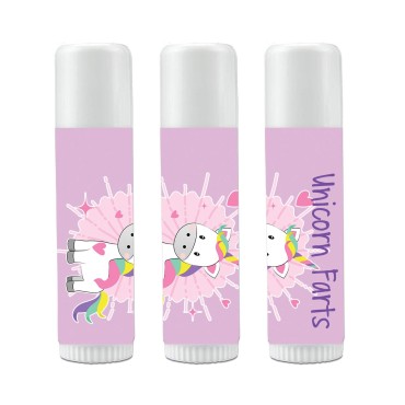 12 Unicorn Farts Lip Balm Favors - Unicorn Theme L...