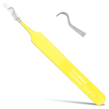 Blackhead Tweezer - Professional Curved Steel Tip Surgical Comedone & Splinter Extractor. Ideal Blemish & Acne Remover Tool Means Flawless Facial Skin (Yellow)