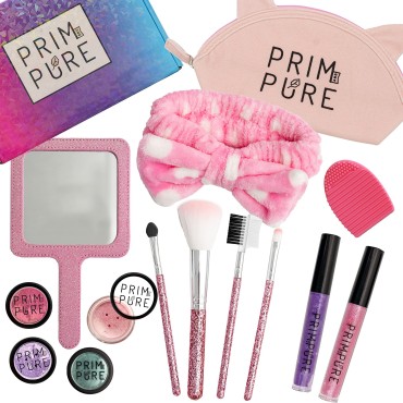 Prim and Pure Ultimate Mineral Kids Makeup Gift Set | Perfect for Play Dates & Birthday Parties | Kids Safe Eyeshadow Makeup - Mineral Blush | Organic & Natural Makeup Kit for Kids| Made in USA