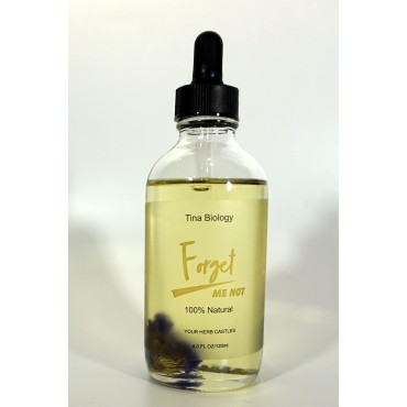 Essential Oil for Face, Body and Hair Organic Blend with Real Flower Petals 4Fl OZ (Forget me not)