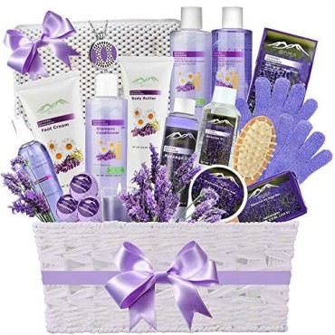 Premium Deluxe Bath & Body Gift Basket. Ultimate Large Spa Basket! #1 Spa Gift Baskets for Women (French Lavender)