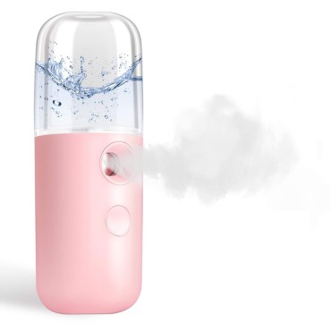 GIVERARE Nano Facial Steamer, Handy Mini Mister, USB Rechargeable Mist Sprayer, 30ml Visual Water Tank Moisturizing&Hydrating for Face, Daily Makeup, Skin Care, Eyelash Extensions-Pink