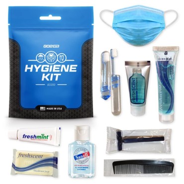 Go2Kits Hygiene Toiletry PPE Kits for Travel, Business, Charity Made in USA (1 Pack)