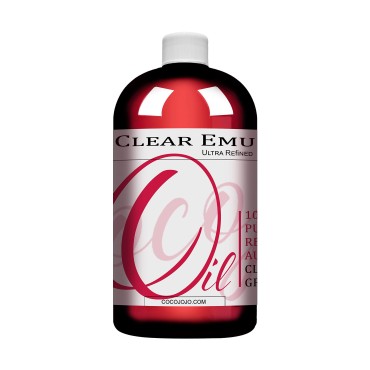 Clear Emu Oil - Pure, Australian, Ultra Refined, Ultra Clear Emu Oil - Fully Filtered, Undiluted Premium Grade Carrier Oil - 16 Ounces - For Skin Hair Nail Body Facial Care Light Nourishing Moisturize