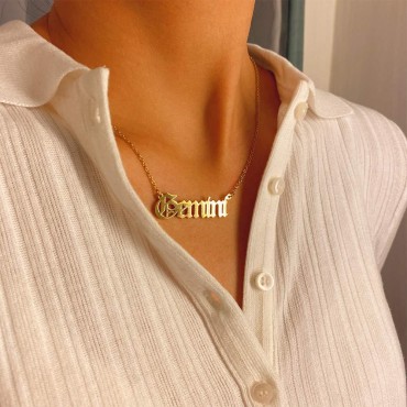 Aimimier Constellation Necklace Gemini Necklace Astrology Jewelry Personalized Name Gift for Girlfriend Women (Silver)