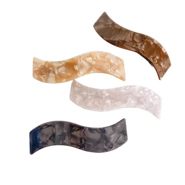Hair Barrettes for Women, 4 Pack Tortoise Shell Cellulose Acetate Barrettes French Design Hair Clip Large Rectangular Automatic Hair Pins for Women Girl Lady Fashion Ponytail Holders Barrettes