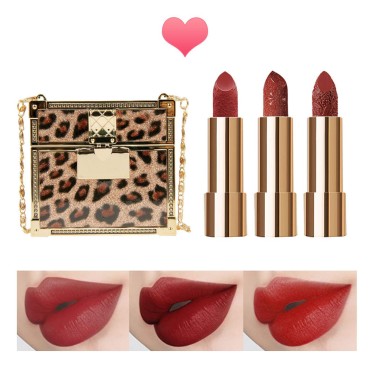Erinde Leopard Matte Lipstick Makeup Set, Non-Stick Cup Red Lipstick, Long-Lasting Wear, Not Fade Waterproof, Moisturizing Makeup Lip Stain, Color Sensational, Thanksgiving Gift Presents