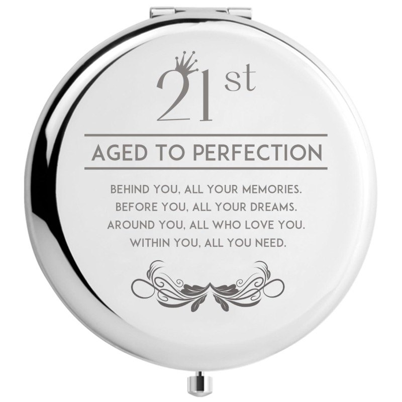 21st Birthday Gifts for Women Daughter Niece Funny Compact Mirror, 21 Years Old Gifts for Friends Female Makeup Mirror (21st Birthday)