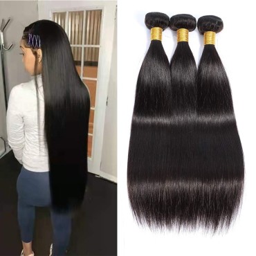Selina Brazilian Virgin Hair Straight 20 22 24 (100g/3.52Oz,Natural Black Color) Human Hair Weave 100% Unprocessed Human Hair Bundles Straight Remy Hair Extensions Natural Black(20