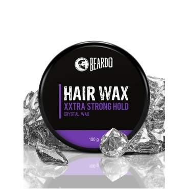 Beardo XXtra Stronghold Hair Wax, 100 gm | Crystal Hair Wax for Men | Glossy Finish | Hair Style, Shine | Extra Strong Hold Styling Hair Wax - 3.4Fl Oz