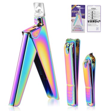 INFILILA Acrylic Nail Clippers Nail Clippers for Acrylic Nails Nail Cutter for Acrylic Nail Tip Cutter 3 in 1 Nail Tip Clipper Rainbow Stainless Steel Acrylic Nail Clipper for Nail Art