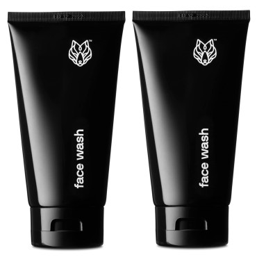 Black Wolf Men’s Charcoal Powder Face Wash - 5 Fl Oz, 2 Pack - Facial Cleanser Removes Unwanted Impurities from Your Skin & Soothes Irritation