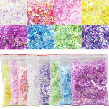 AddFavor Chunky Nail Glitter Set 8 Colors Iridescent Nail Sequin Foil Flakes Stickers Confetti for Nail Art, Resin, Body, Face Decoration Supplies