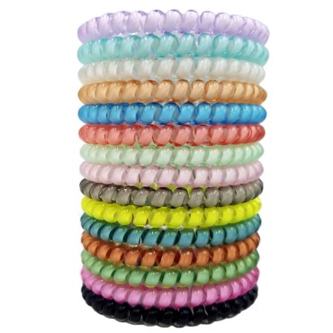 15 Pcs Spiral Hair Ties, Candy Color Coil elastics Hair Ties, Multicolor Small Spiral Hair Ties,No Crease Hair Coils, Telephone Cord Plastic Hair Ties