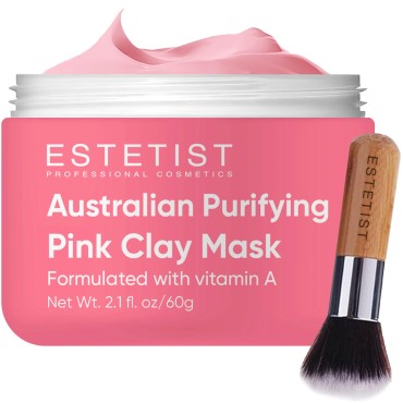 ESTETIST Purifying Pink Face Mask With Australian Pink Clay Blackhead Remover Quality Pore Cleanser Evens Skin Tone Acne Spot Treatment Natural Pore-Reducing Exfoliating & Detoxifying