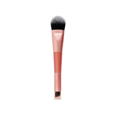 Real Techniques Cover & Conceal Dual Ended Makeup Brush, Flawless Foundation Coverage, 2-in-1 Brush That Smooths & Covers Blemishes & Imperfections, Blending & Buffing Brush, 1 Count