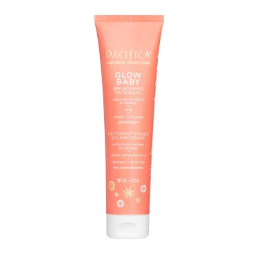 Pacifica Beauty Glow Baby Brightening Daily Face Cleanser | Exfoliate and Cleanse | Vitamin C, AHA, Vanilla | For All Skin Types | Sulfate and Paraben Free | Vegan and Cruelty Free | Clean Skin Care