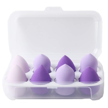 Makeup Sponge Set, 8 PCS Makeup Blender Latex-Free Vegan Beauty Sponge Makeup Egg Cosmetic Makeup Puff Foundation Blending for Powder Cream (Purple)