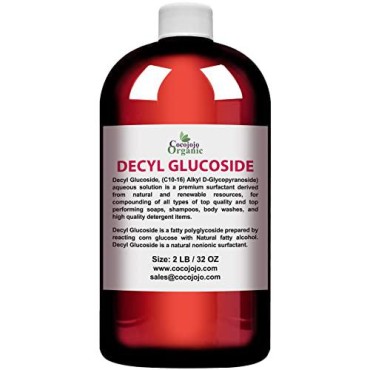 Decyl Glucoside Natural Surfactant - Bulk 32 oz Size - Natural, Plant Derived, Non-GMO, Biodegradable - For Formulations and DIY Skin Care - For Shower Gels, Foaming, Body Soap, Shampoos, Cleansers