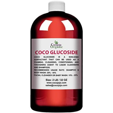 Coco Glucoside Surfactant 32 oz - Natural Foaming Cleanser - Plant Derived Biodegradable - For Formulations & DIY Skin Care - Shower Gels Body Soap, Shampoos, Bath, Face Cleansers - Packaging May Vary